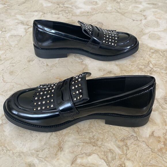 NWOT Design Concepts Studio Patent Leather Studded Loafers - Picture 9 of 14